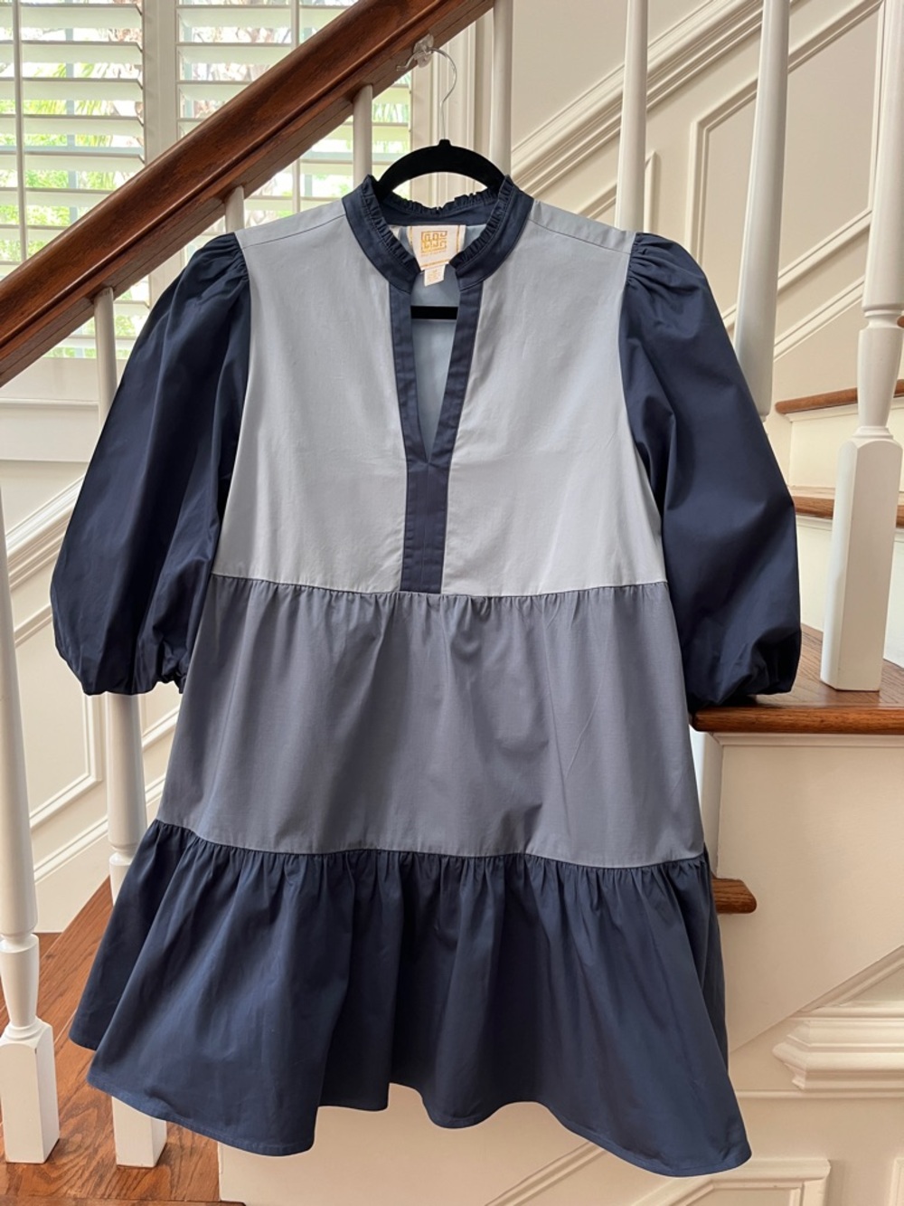 Emily McCarthy Colorblock Puff Sleeve Tiered Dress - SEE NOTES